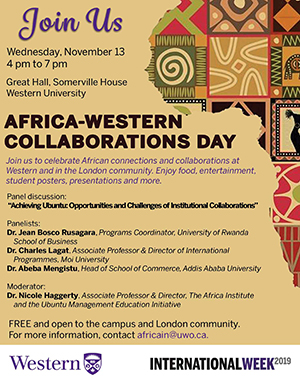 An invitation with information for Africa-Western Collaboration Day
