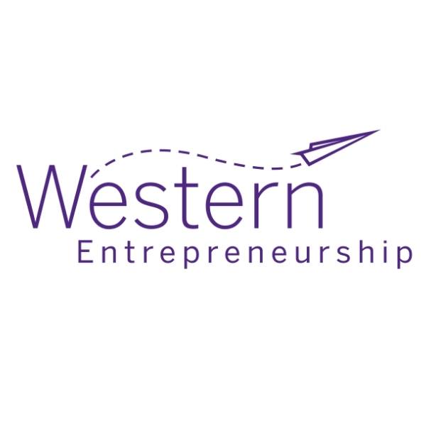 Western Entrepreneurship purple logo on white background. 