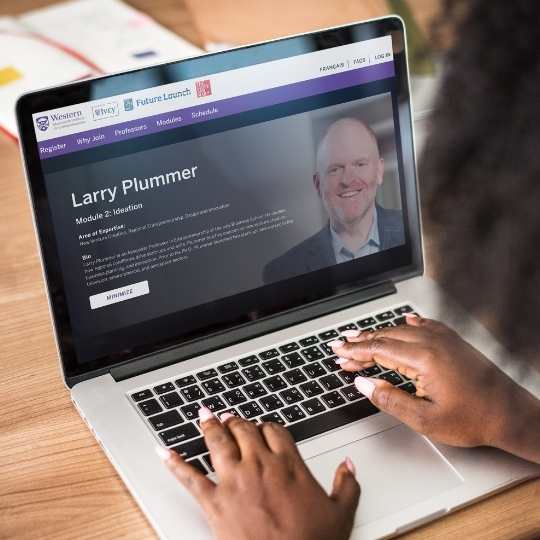 Laptop mockup of The Founder's Journey online course. 
