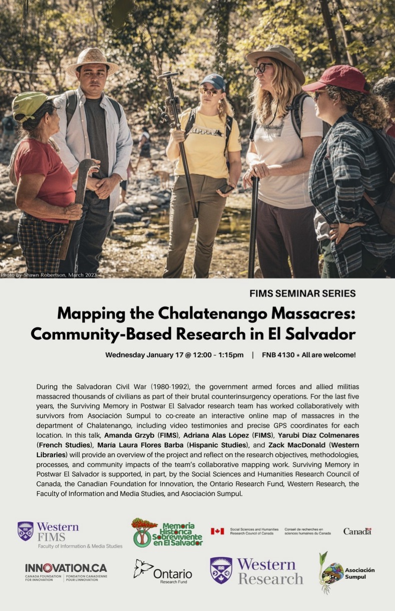 Lecture poster featuring Amanda Gryzb and team on site in El Salvador