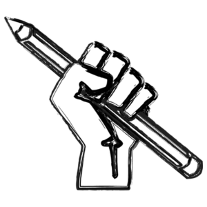 Hand drawn fist clutching a pencil.