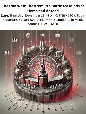 A stylized image of Red Square in Russia surrounded by symbols of telecommunications.