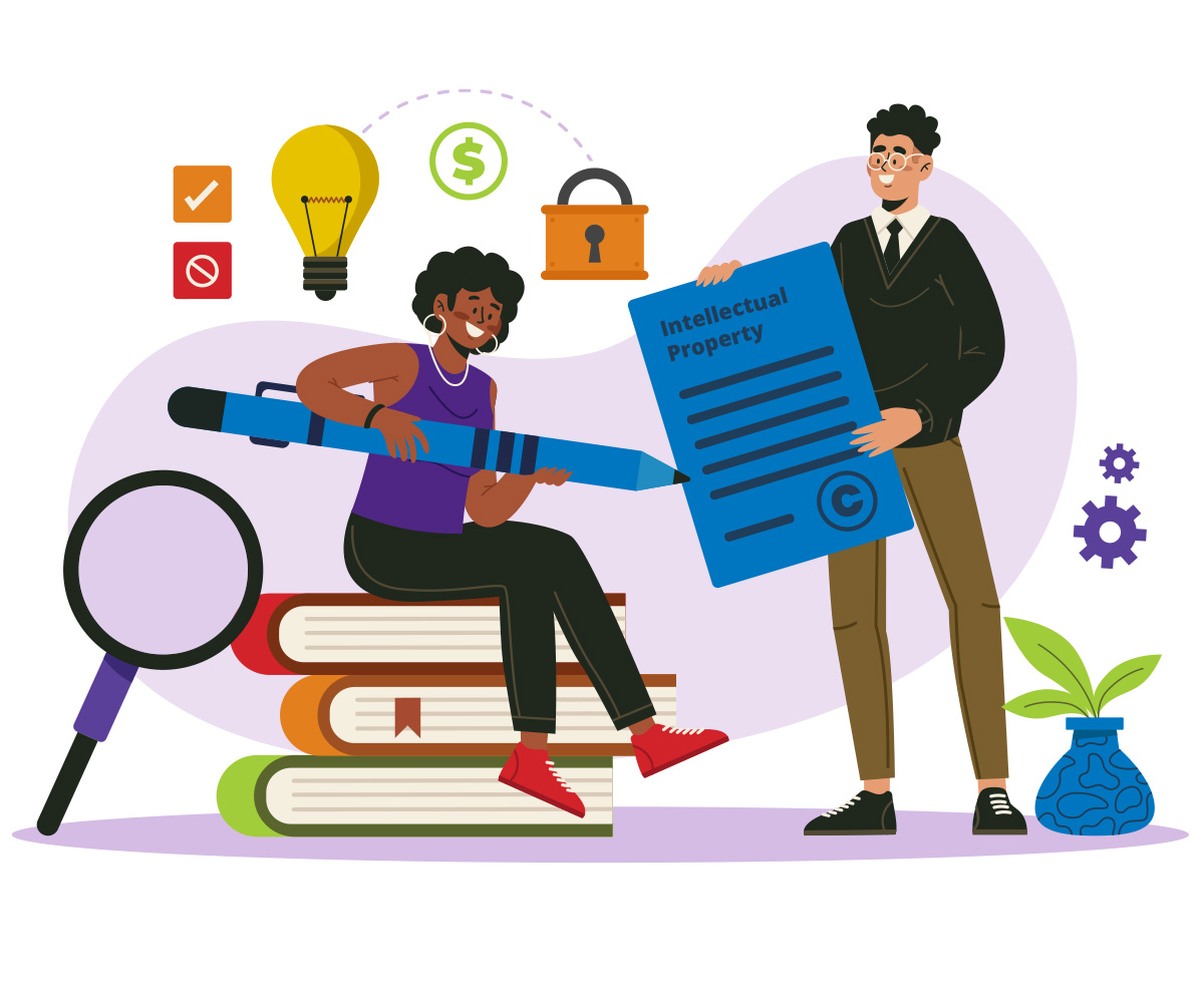 Cartoon image of two students