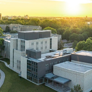 Aerial view of Music Building and Talbot College at Western University