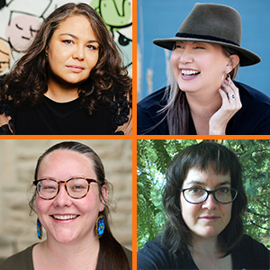 Four portraits of Katie Wilhelm, Summer Bressette, Sara Mai Chitty and Cassandra Getty