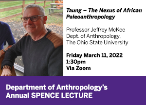 Poster for the 2022 Spence Lecture featuring Professor Jeffrey McKee