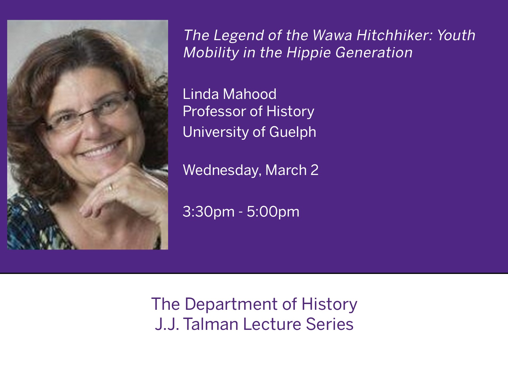 Linda Mahood - JJ Talman Lecture Series