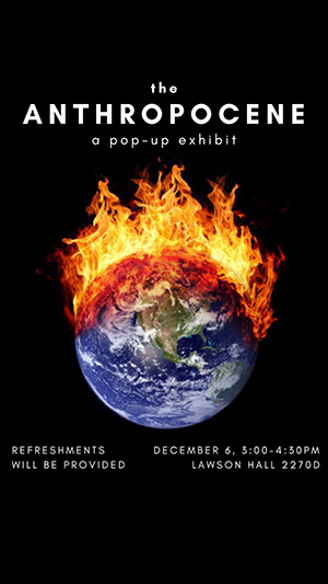 Event poster featuring the earth on fire