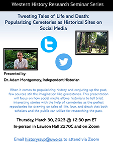 Poster for talk by Adam Montgomery on March 30th