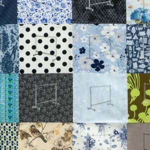 patchwork quilt with a whiteboard screen printed on several squares